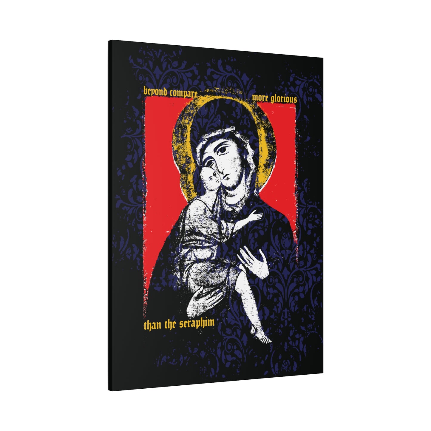 Beyond Compare More Glorious Than the Seraphim | Vladimir Theotokos Iconographic | Orthodox Christian Canvas Art