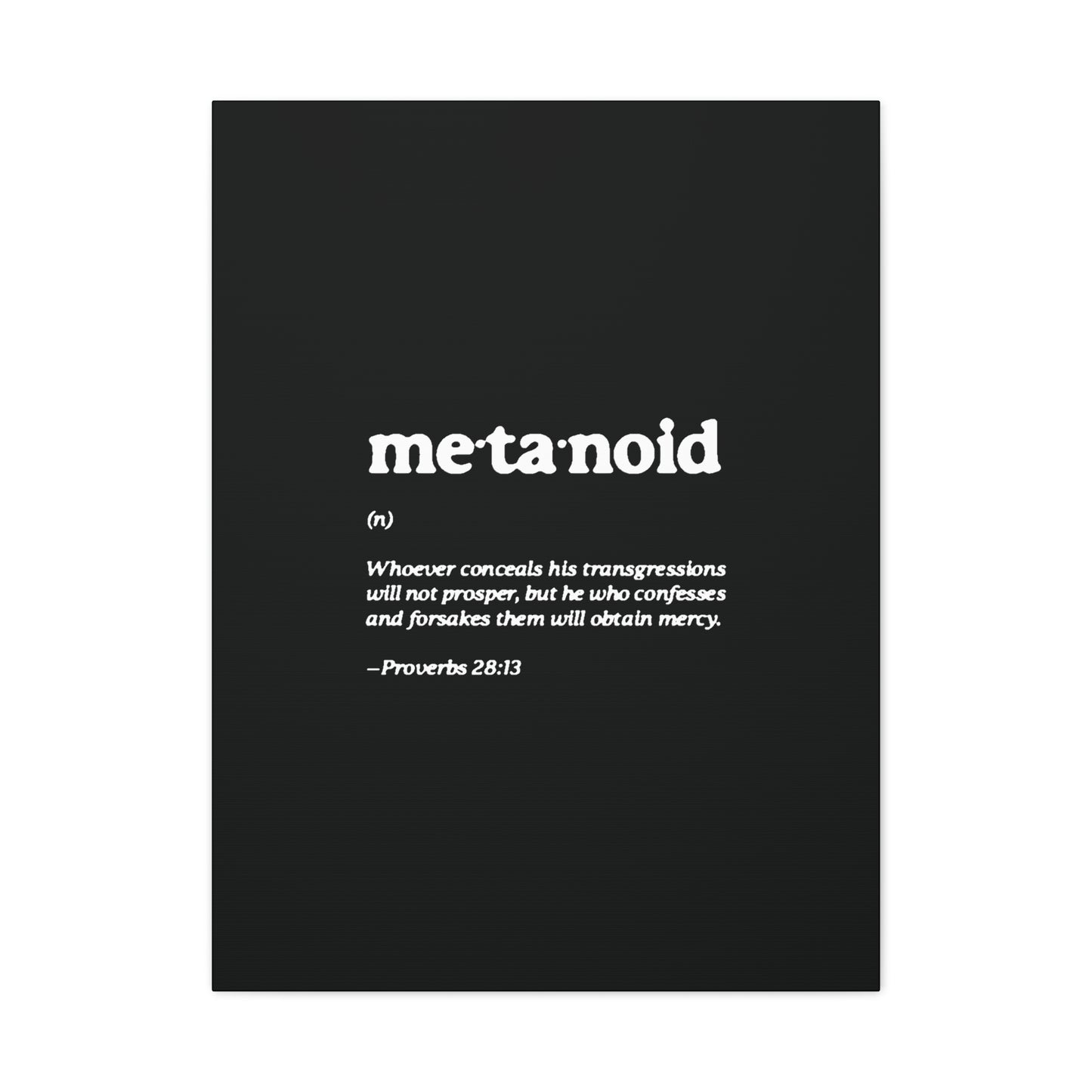 Metanoia Metanoid Definition | Proverbs 28:13 | Confession & Repentance | Minimalist Design | Orthodox Christian Canvas Art