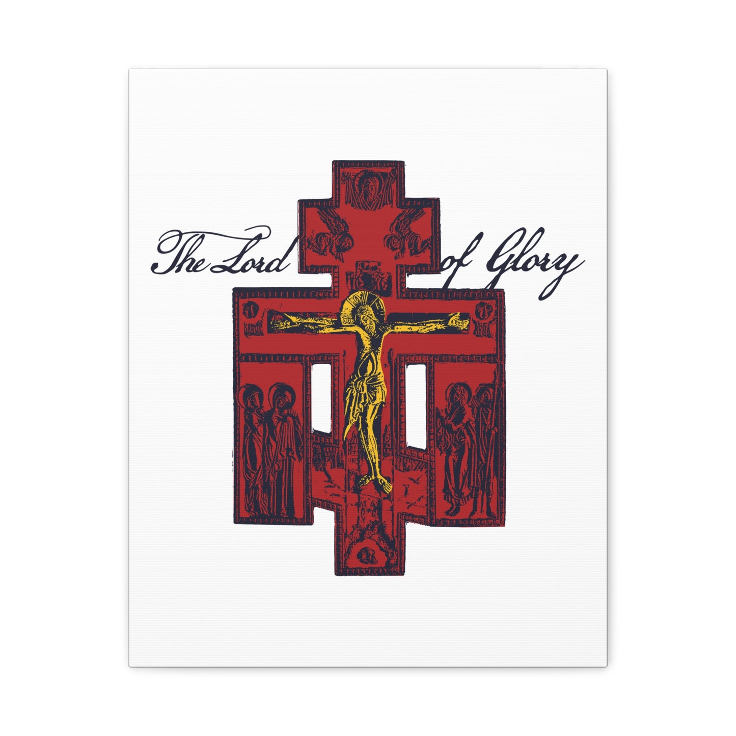 The Lord of Glory | Russian Golgotha Crucifix IconoGraphic (White BG) | 1 Corinthians 2:8 | Orthodox Christian Canvas Art