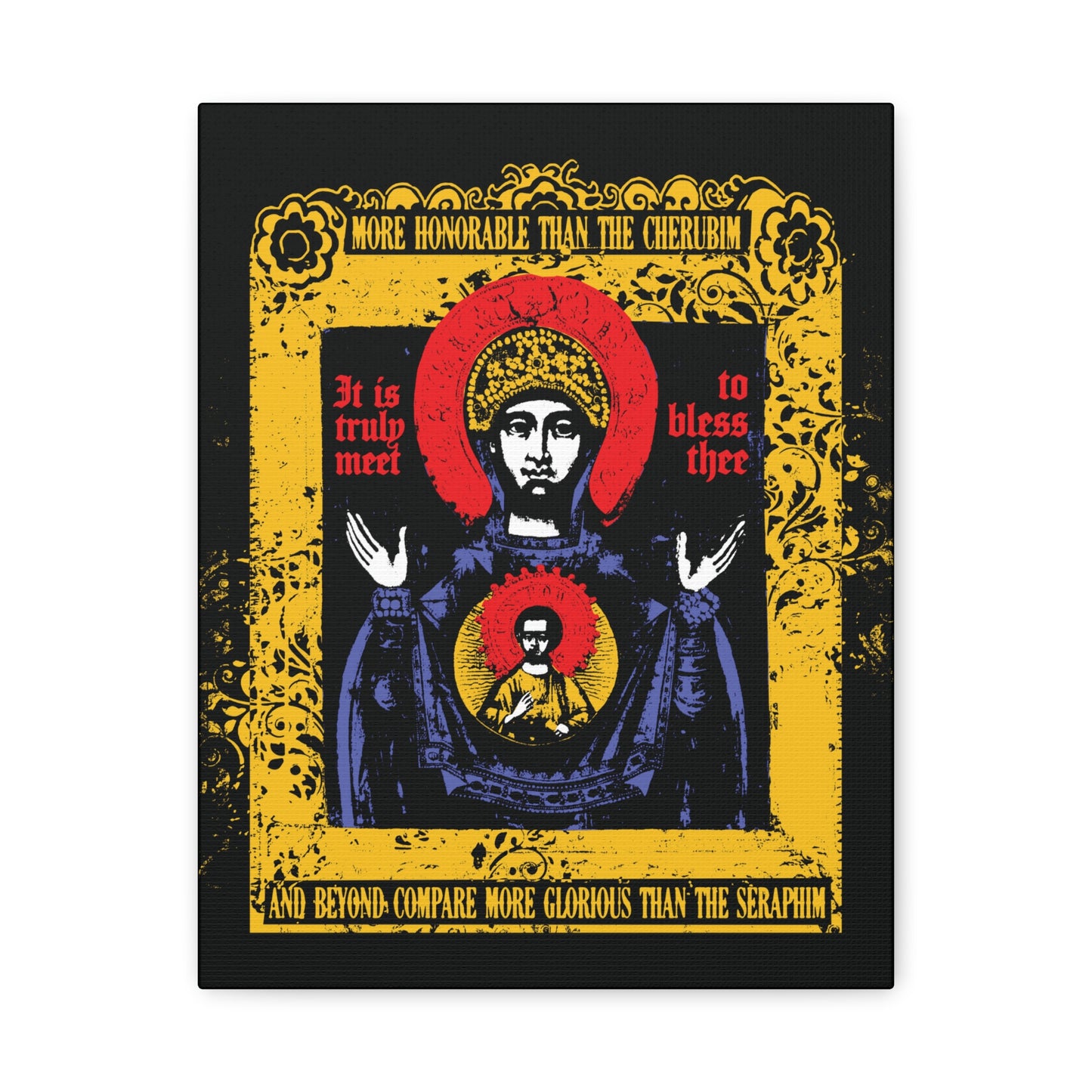 It is Truly Meet To Bless Thee Iconographic | Axion Estin Hymn to the Mother of God Theotokos | Orthodox Christian Canvas Art