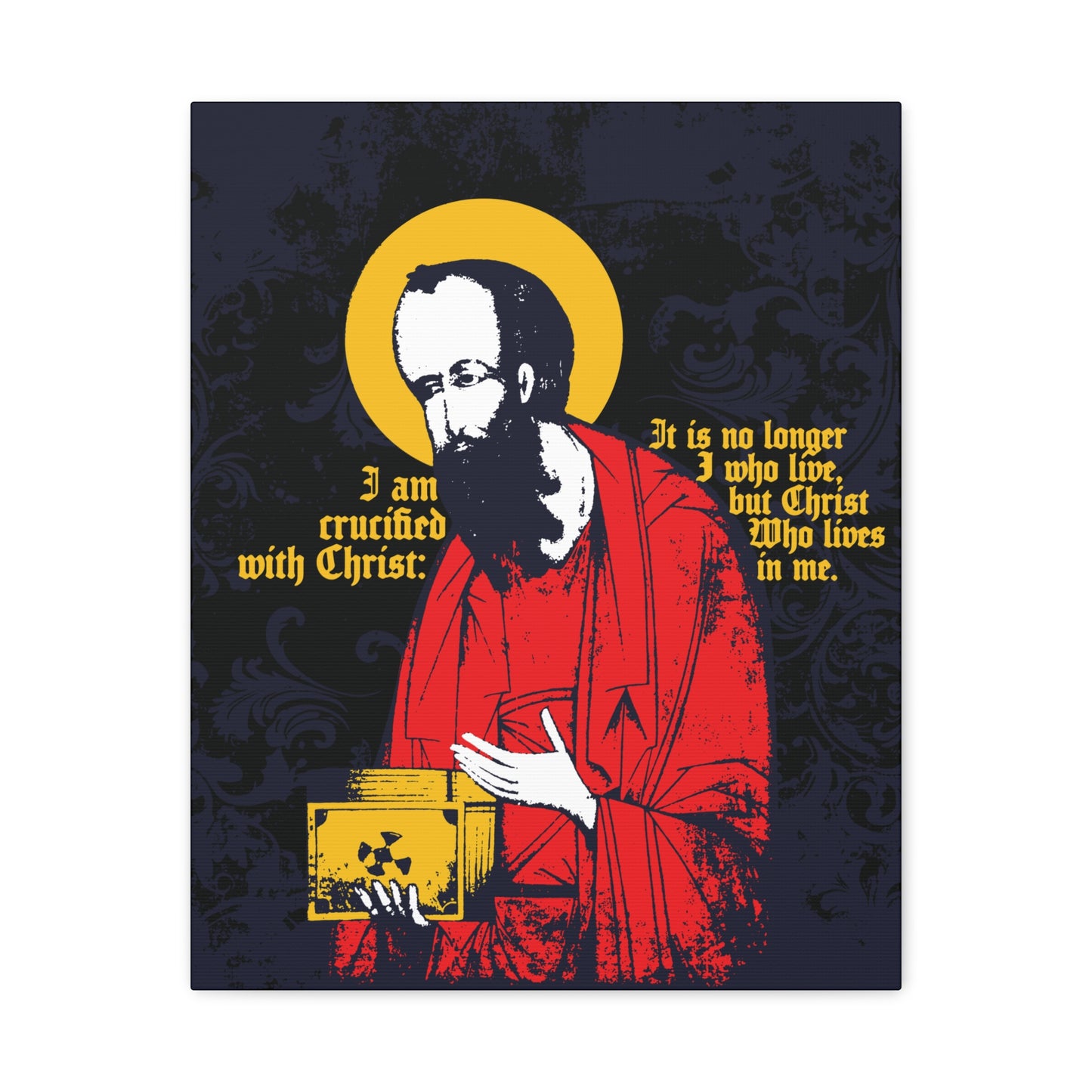 St Paul Holding Gospel Iconographic | I am crucified with Christ (Galatians 2:20) | Orthodox Christian Canvas Art