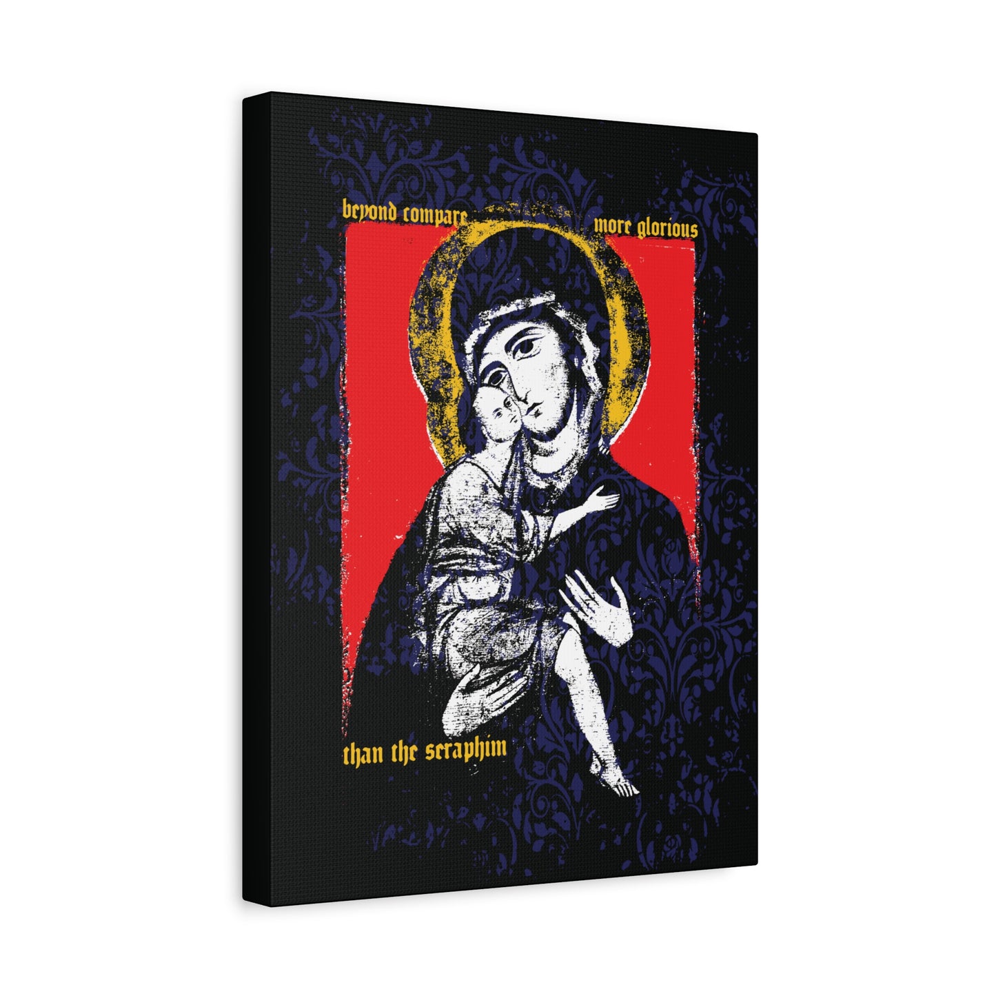 Beyond Compare More Glorious Than the Seraphim | Vladimir Theotokos Iconographic | Orthodox Christian Canvas Art