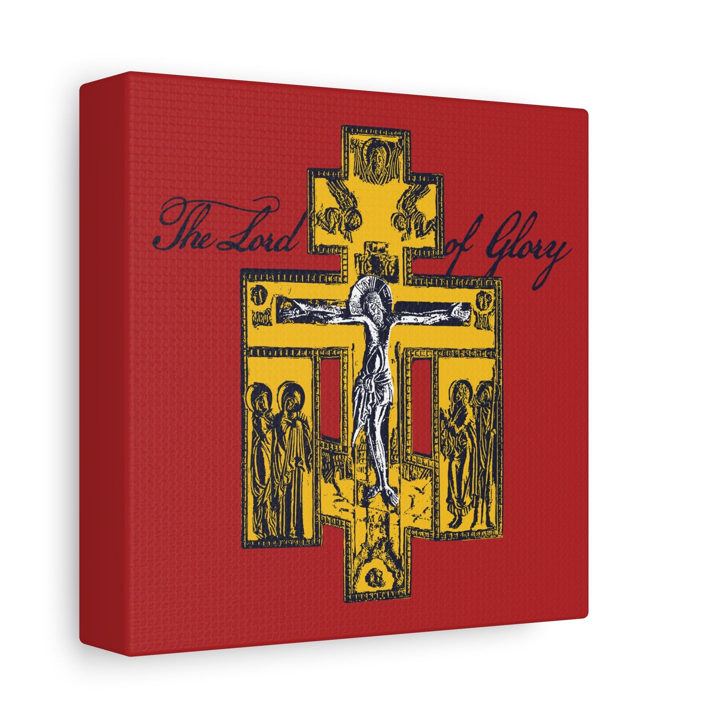 The Lord of Glory | Russian Golgotha Crucifix IconoGraphic (Red BG) | 1 Corinthians 2:8 | Orthodox Christian Canvas Art
