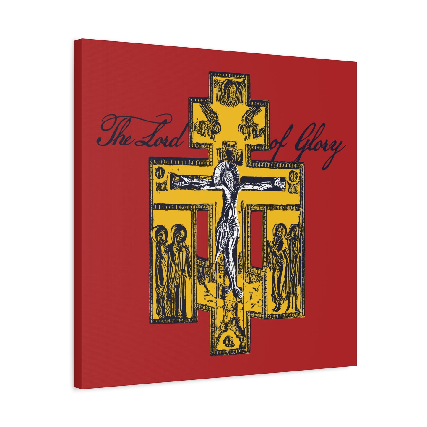 The Lord of Glory | Russian Golgotha Crucifix IconoGraphic (Red BG) | 1 Corinthians 2:8 | Orthodox Christian Canvas Art