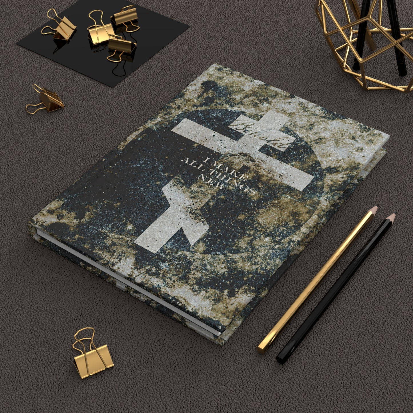 Behold, I Make All Things New | Revelation 21:5 | Cosmic Textured Orthodox Cross | Parousia | Orthodox Christian Hardcover Journal