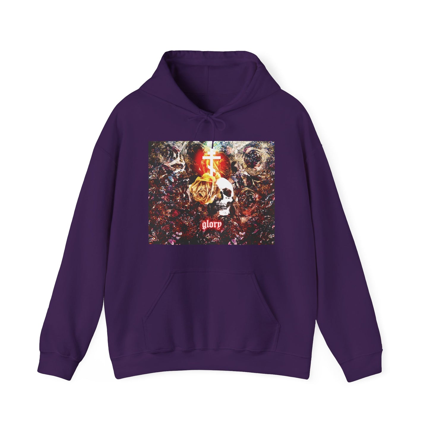Now the Son of Man is Glorified (John 13:31) | Skull and Floral Glowing Cross Design | Orthodox Christian Hoodie