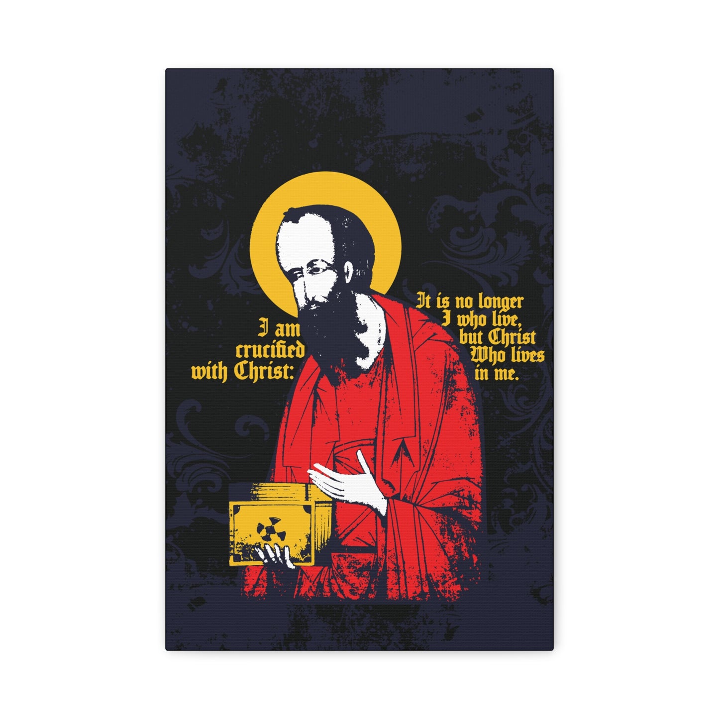 St Paul Holding Gospel Iconographic | I am crucified with Christ (Galatians 2:20) | Orthodox Christian Canvas Art