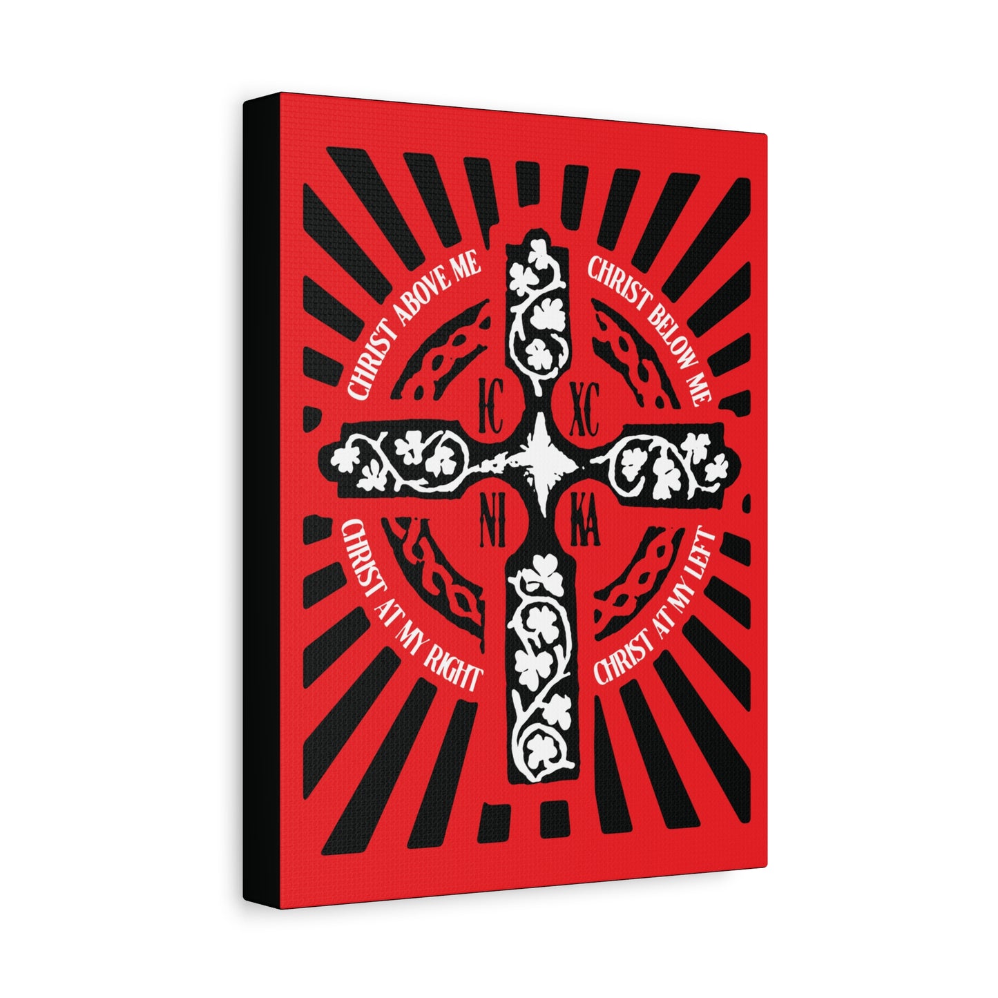 Red ICXC NIKA Enniskillen Celtic Cross | Lorica of St. Patrick | Shield Prayer | Orthodox Christian Canvas Art