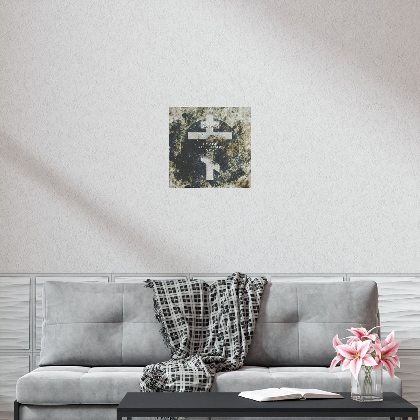 Behold, I Make All Things New | Revelation 21:5 | Cosmic Textured Orthodox Cross | Parousia | Orthodox Christian Art Poster
