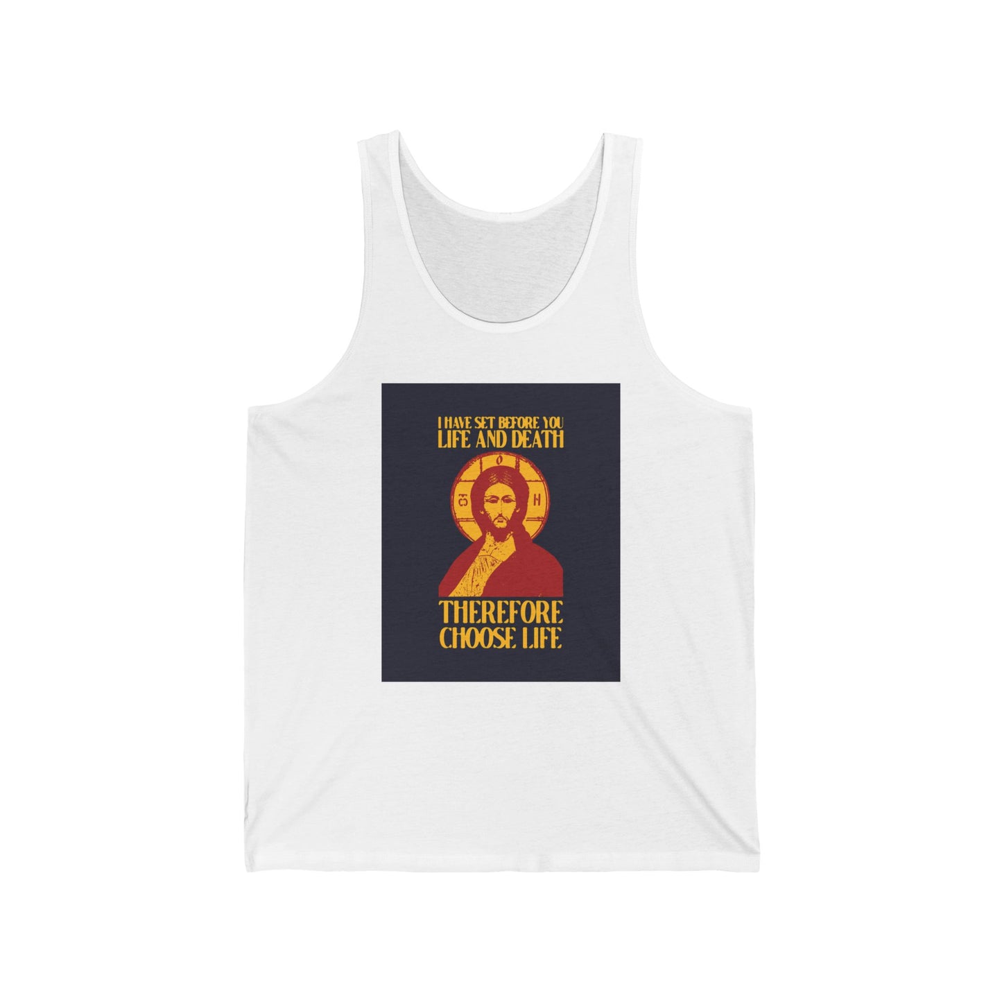I Have Set Before You Life and Death (Deut. 30:11-20) Blue Design No. 1 | Orthodox Christian Jersey Tank Top / Sleeveless Shirt