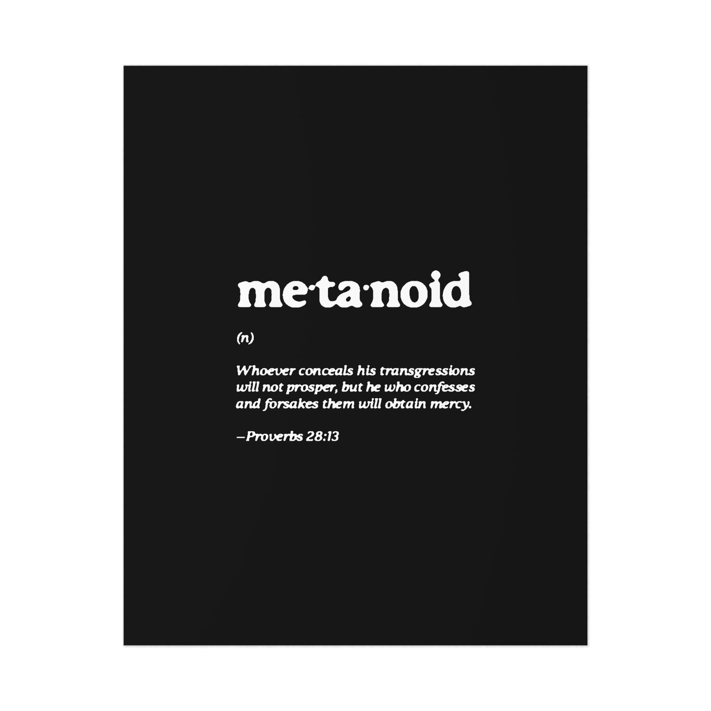 Metanoia Metanoid Definition | Proverbs 28:13 | Confession & Repentance | Minimalist Design | Orthodox Christian Art Poster