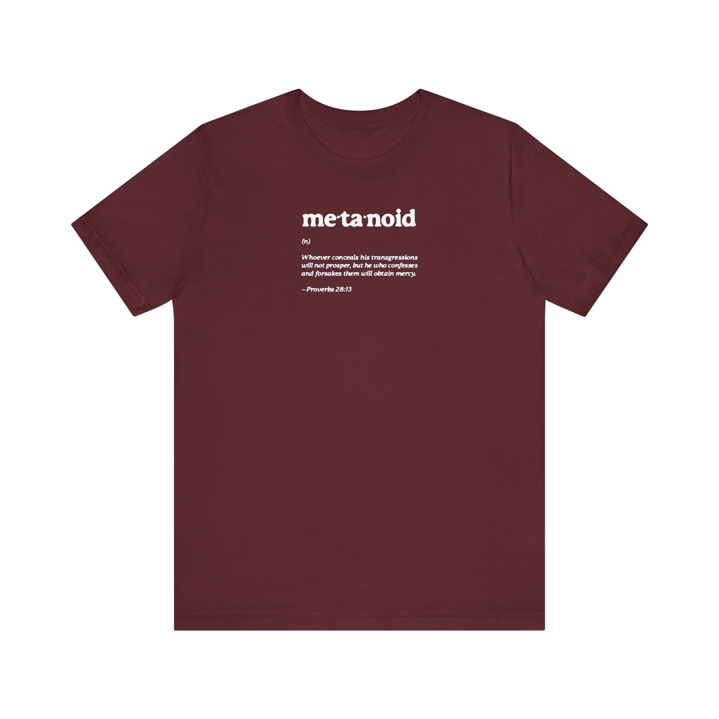 Metanoia Metanoid Definition | Proverbs 28:13 | Confession & Repentance | Minimalist Design | Orthodox Christian Cotton T-Shirt