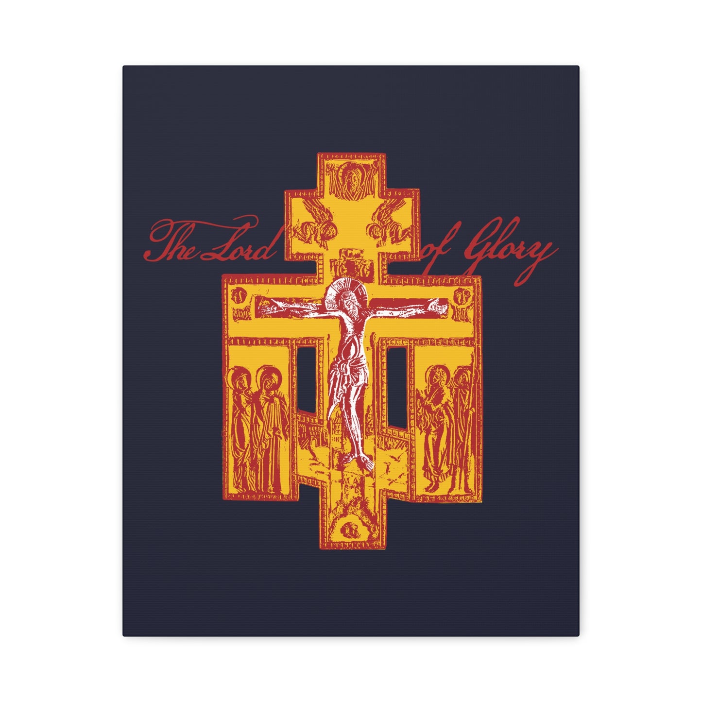 The Lord of Glory | Russian Golgotha Crucifix IconoGraphic (Blue BG) | 1 Corinthians 2:8 | Orthodox Christian Canvas Art
