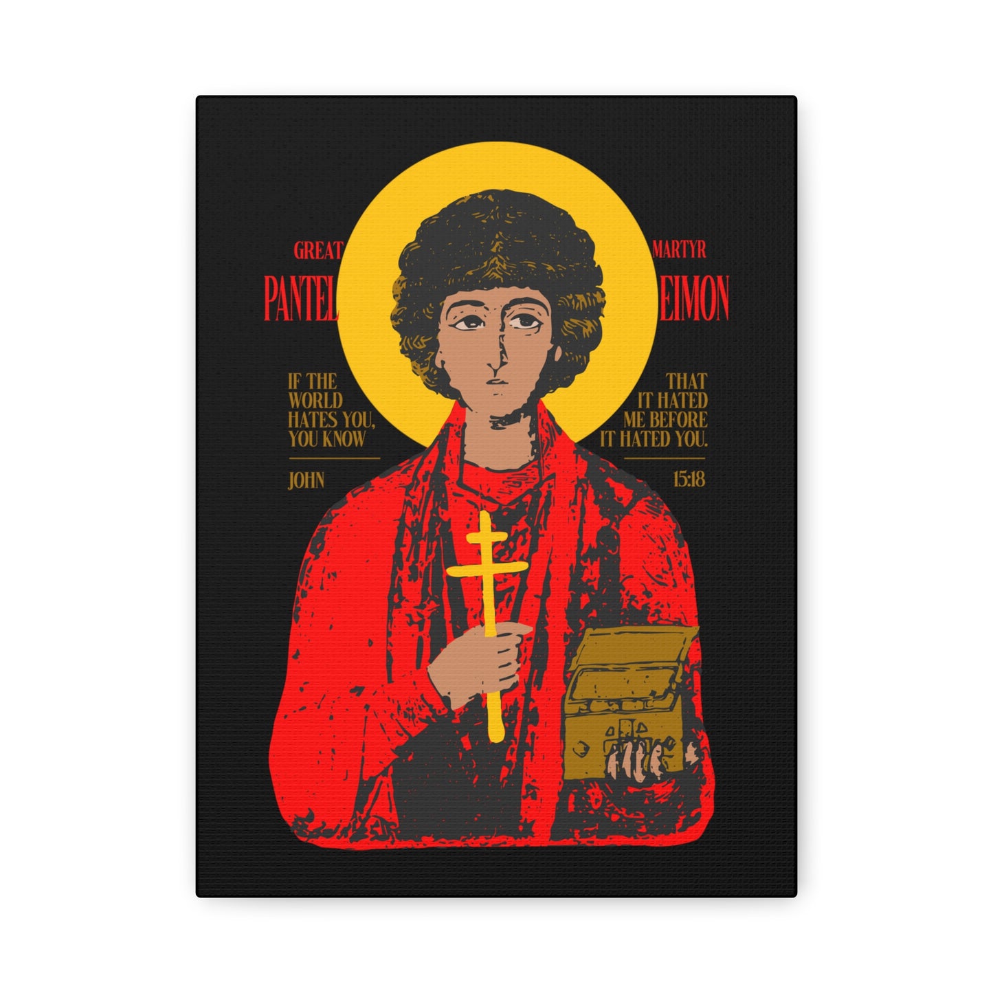 Great-Martyr Panteleimon IconoGraphic No. 1 | Orthodox Christian Canvas Art