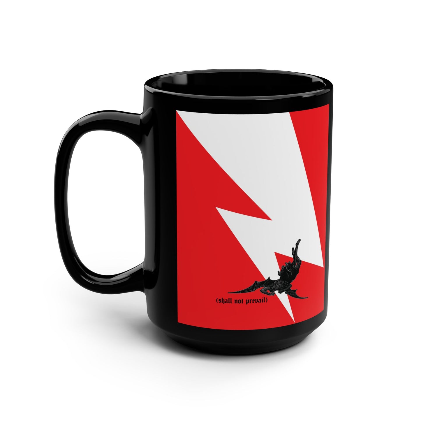 Shall Not Prevail | Satan Fell from Heaven Like Lightning (Luke 10:18) | Minimalist Design | Orthodox Christian 15oz Black Mug