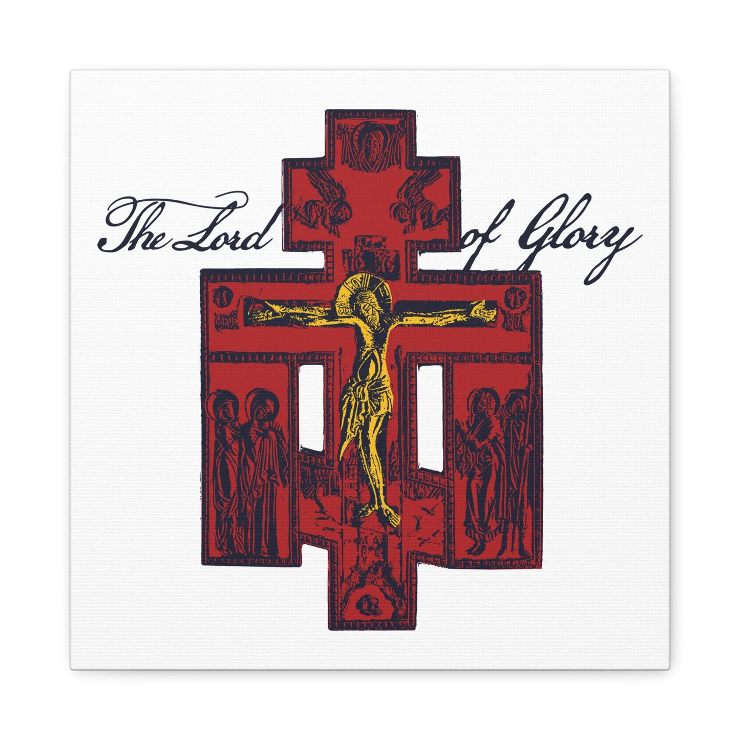 The Lord of Glory | Russian Golgotha Crucifix IconoGraphic (White BG) | 1 Corinthians 2:8 | Orthodox Christian Canvas Art