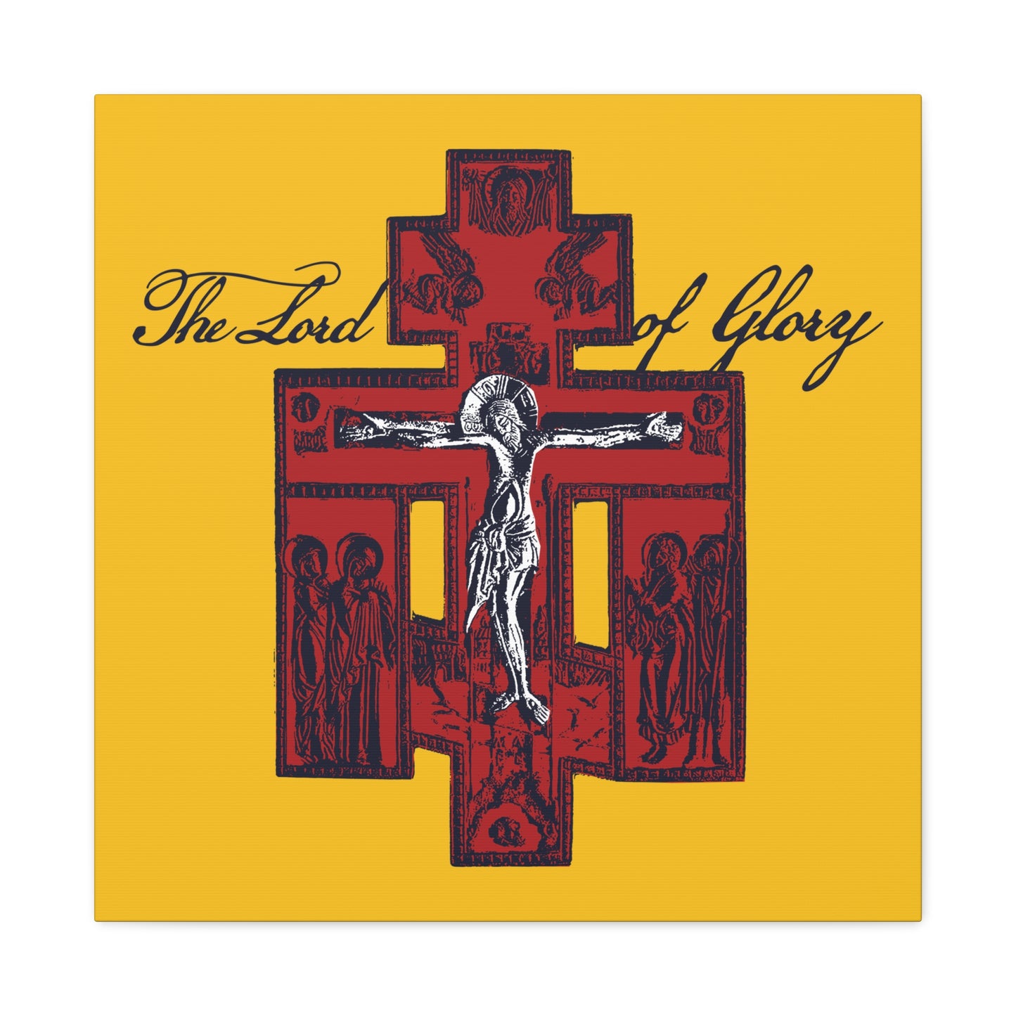 The Lord of Glory | Russian Golgotha Crucifix IconoGraphic (Gold BG) | 1 Corinthians 2:8 | Orthodox Christian Canvas Art
