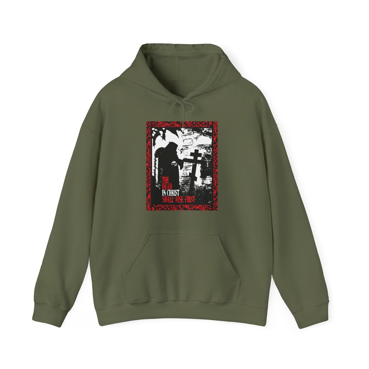 The Dead in Christ Shall Rise First | Gothic Graveyard Design | 1 Thessalonians 4:16 | Orthodox Christian Hoodie