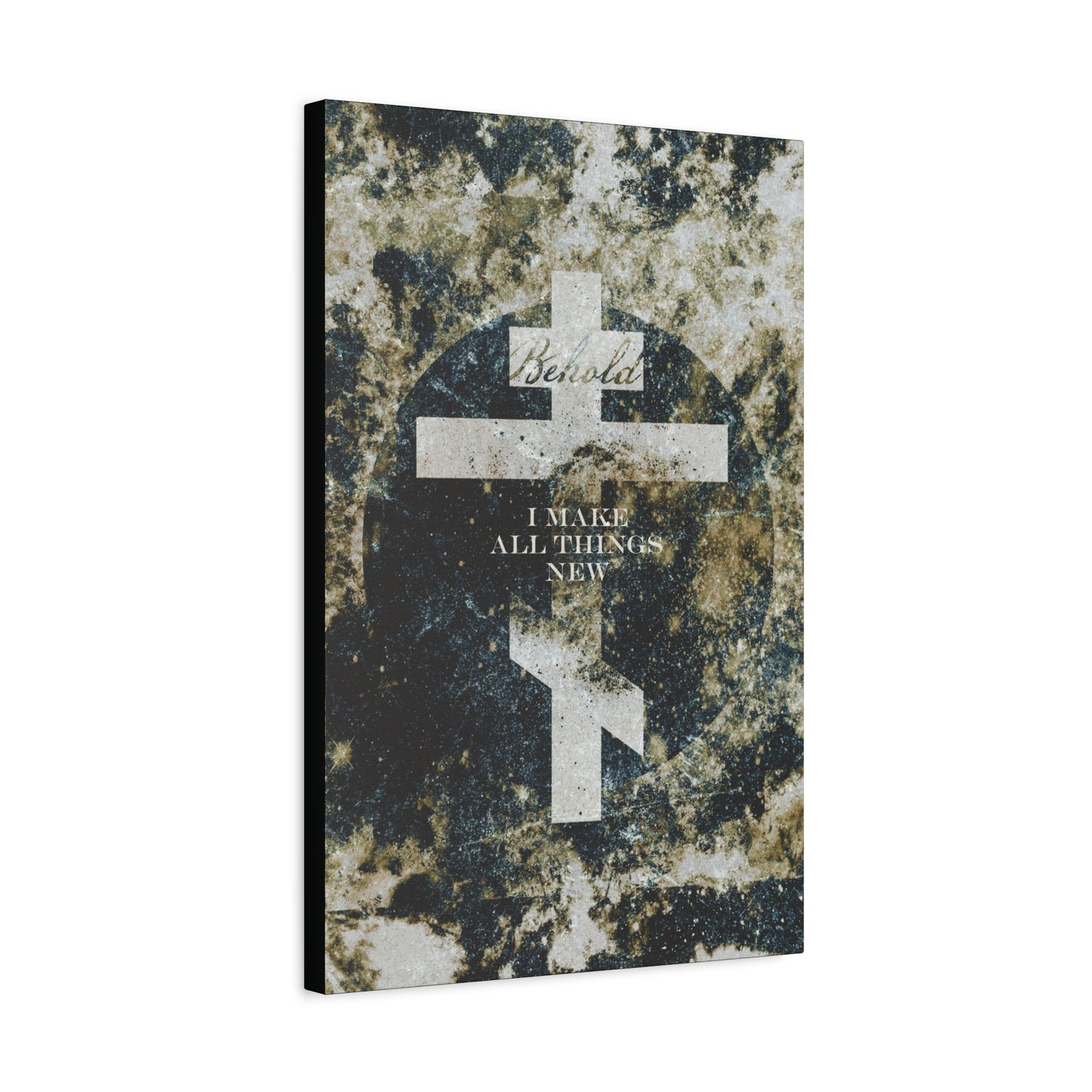 Behold, I Make All Things New | Revelation 21:5 | Cosmic Textured Orthodox Cross | Parousia | Orthodox Christian Canvas Art