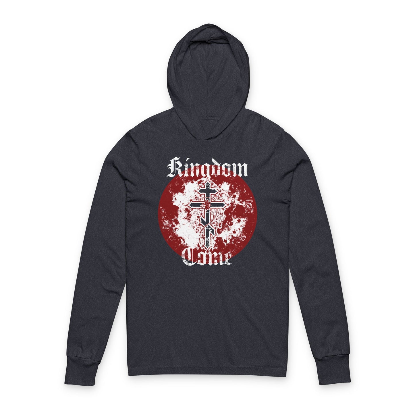 Kingdom Come | Lord's Prayer | Orthodox Cross with Vine | Textured Gothic Font | Orthodox Hooded Shirt