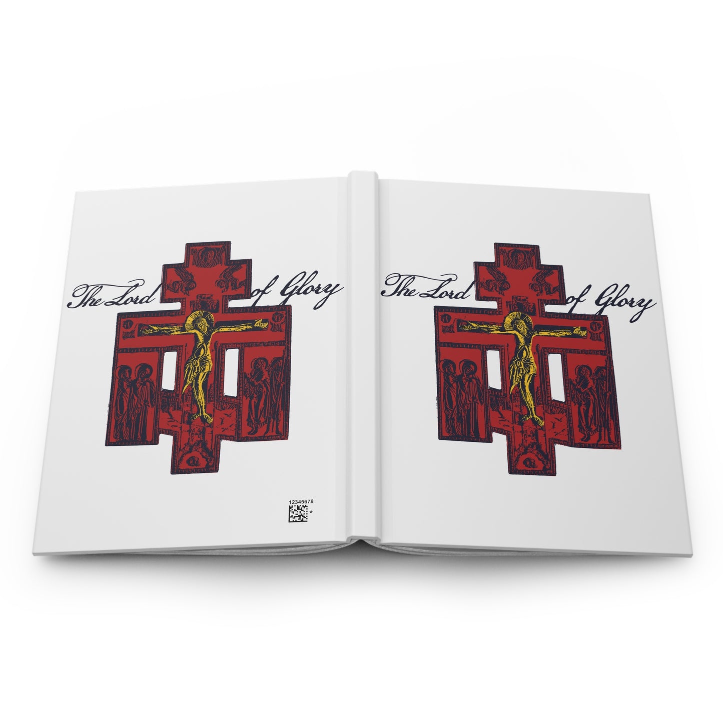 The Lord of Glory | Russian Golgotha Crucifix IconoGraphic (White BG) | 1 Corinthians 2:8 | Orthodox Christian Hardcover Blank Journal