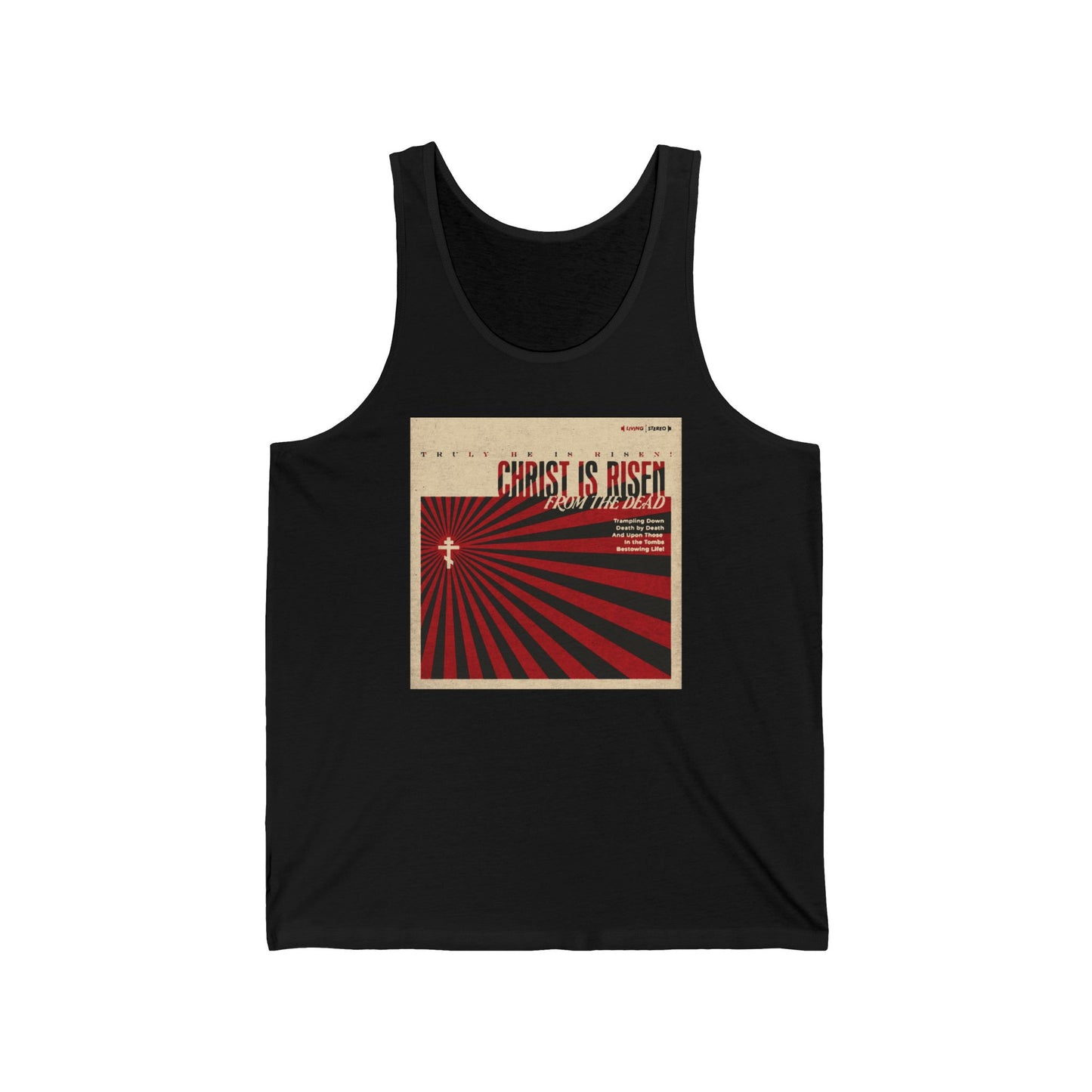 Christ is Risen from the Dead | Paschal Troparion | Retro LP Cover Design | Orthodox Christian Jersey Tank Top / Sleeveless Shirt