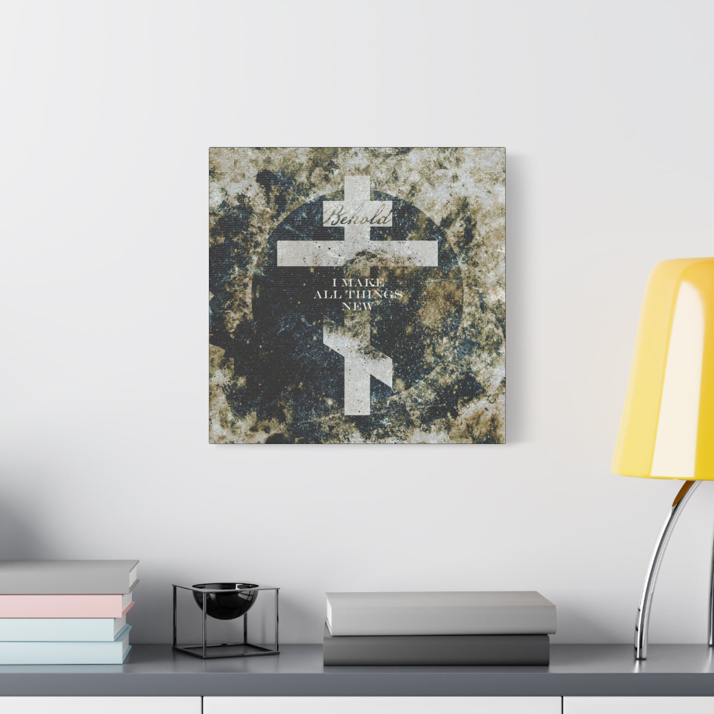 Behold, I Make All Things New | Revelation 21:5 | Cosmic Textured Orthodox Cross | Parousia | Orthodox Christian Canvas Art