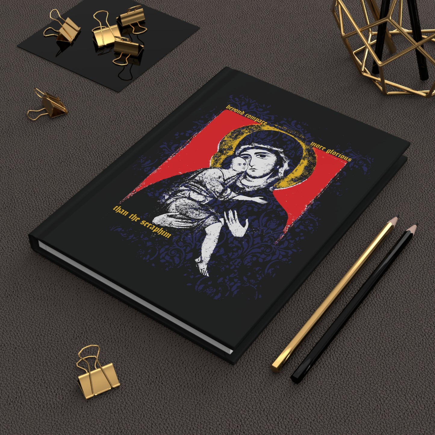 Beyond Compare More Glorious Than the Seraphim | Vladimir Theotokos Iconographic | Orthodox Christian Hardcover Journal