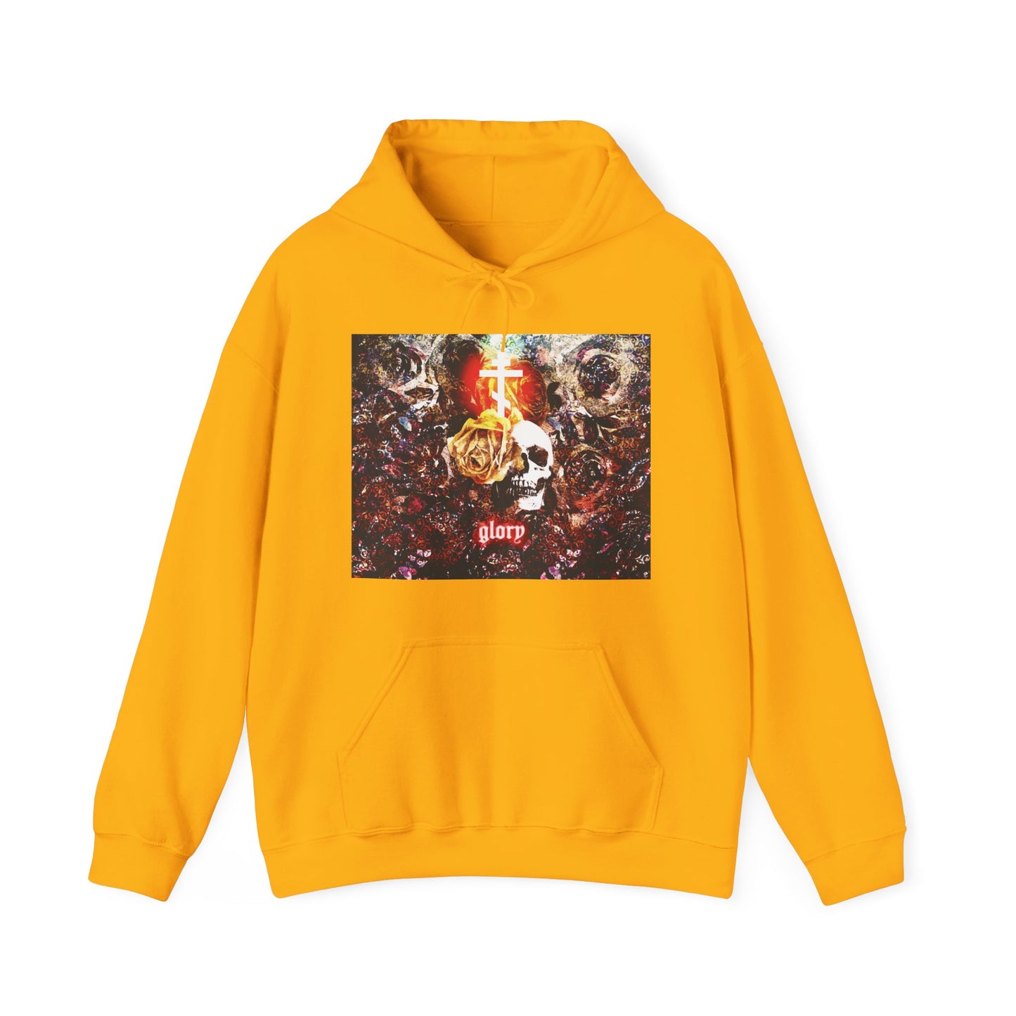 Now the Son of Man is Glorified (John 13:31) | Skull and Floral Glowing Cross Design | Orthodox Christian Hoodie