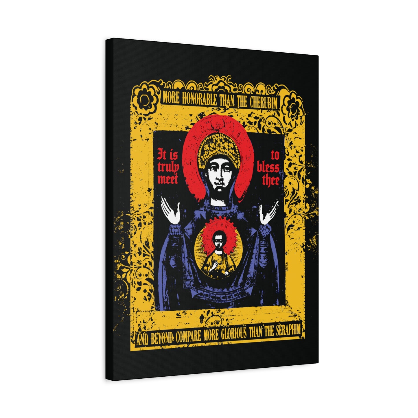 It is Truly Meet To Bless Thee Iconographic | Axion Estin Hymn to the Mother of God Theotokos | Orthodox Christian Canvas Art
