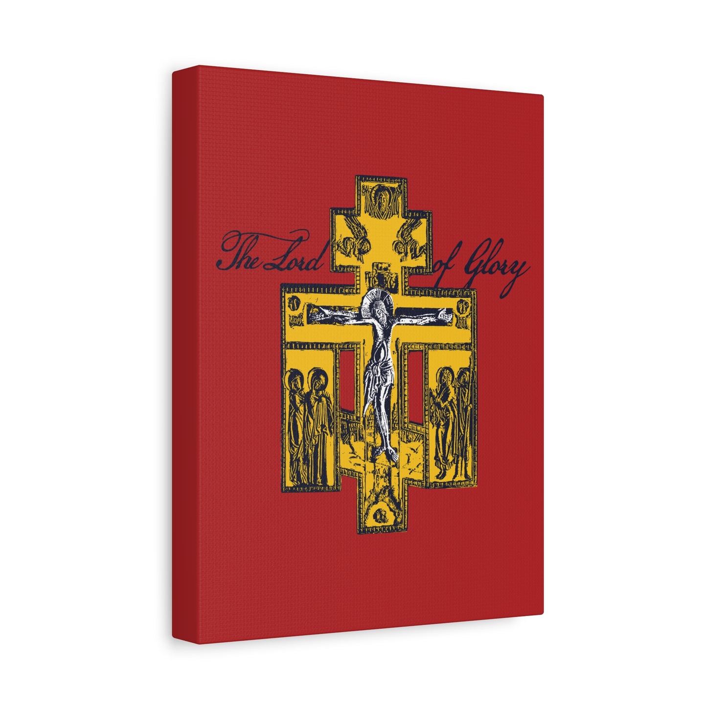 The Lord of Glory | Russian Golgotha Crucifix IconoGraphic (Red BG) | 1 Corinthians 2:8 | Orthodox Christian Canvas Art