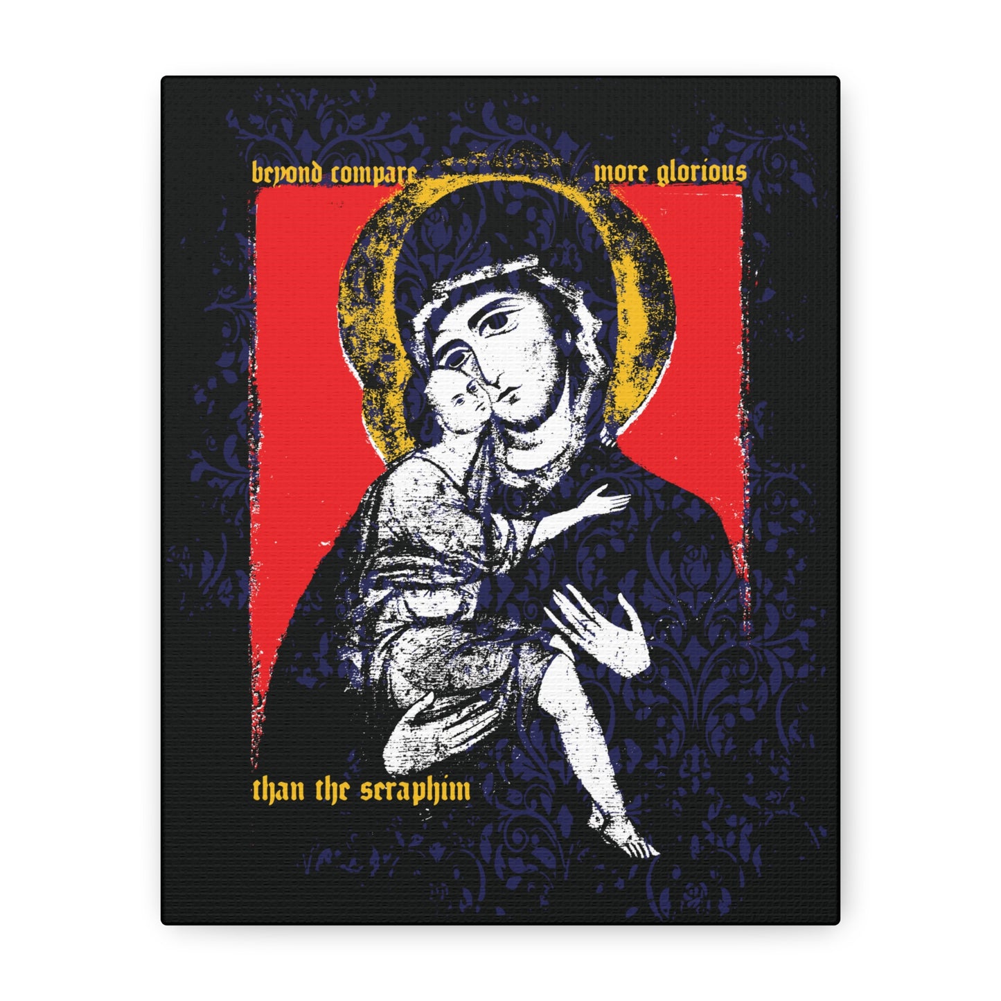Beyond Compare More Glorious Than the Seraphim | Vladimir Theotokos Iconographic | Orthodox Christian Canvas Art