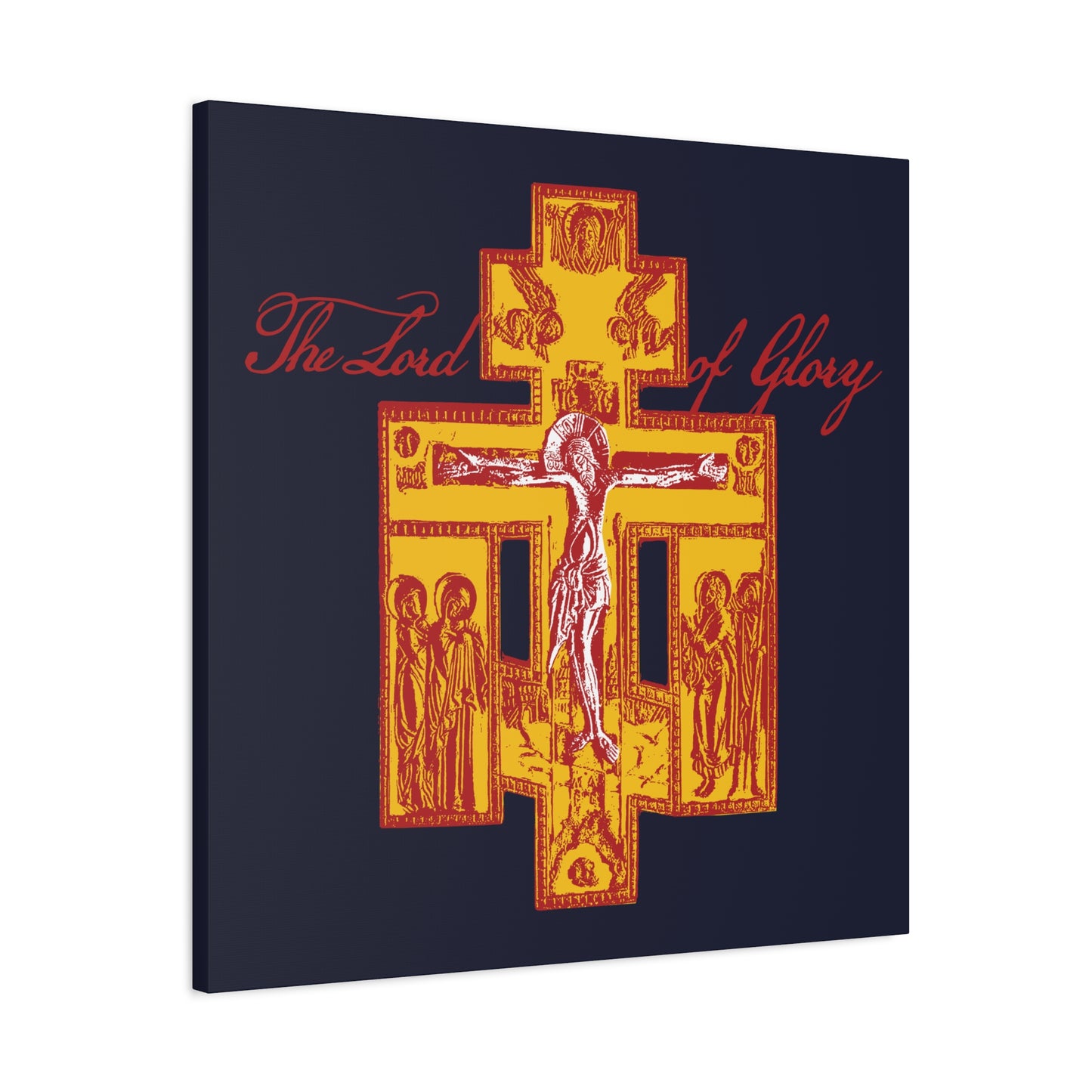 The Lord of Glory | Russian Golgotha Crucifix IconoGraphic (Blue BG) | 1 Corinthians 2:8 | Orthodox Christian Canvas Art
