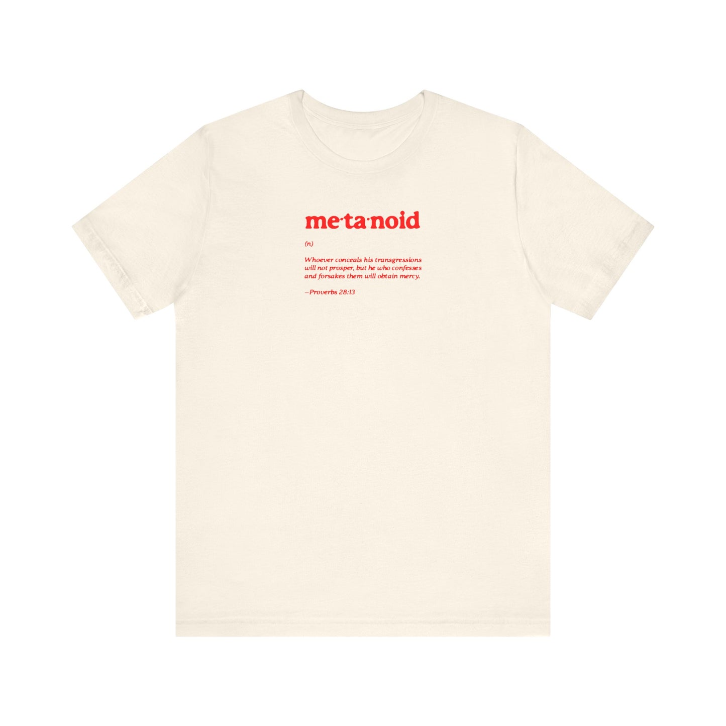 Metanoia Metanoid Definition | Proverbs 28:13 | Confession & Repentance | Minimalist Design | Orthodox Christian Cotton T-Shirt