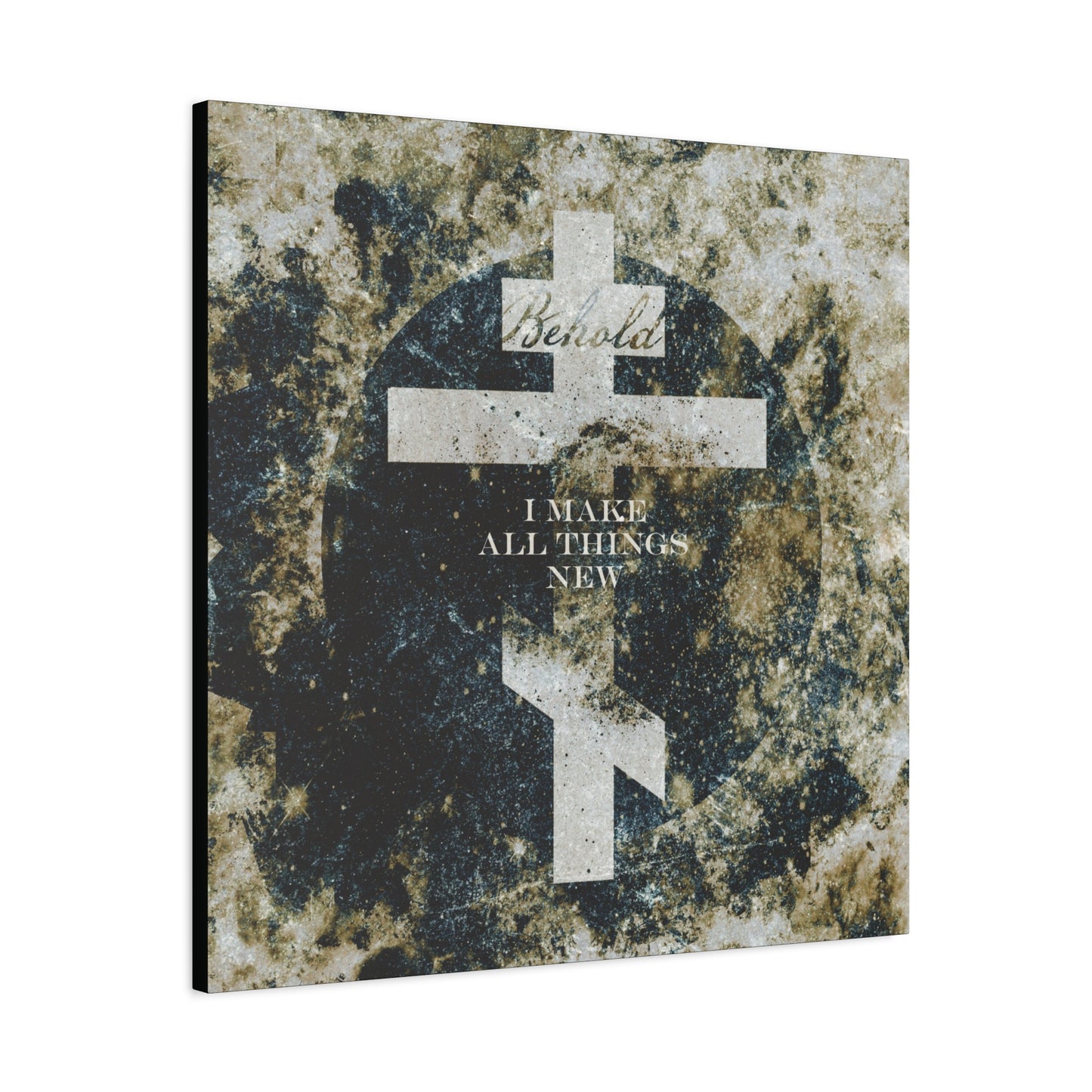 Behold, I Make All Things New | Revelation 21:5 | Cosmic Textured Orthodox Cross | Parousia | Orthodox Christian Canvas Art