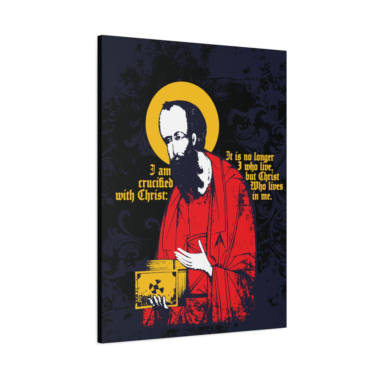 St Paul Holding Gospel Iconographic | I am crucified with Christ (Galatians 2:20) | Orthodox Christian Canvas Art
