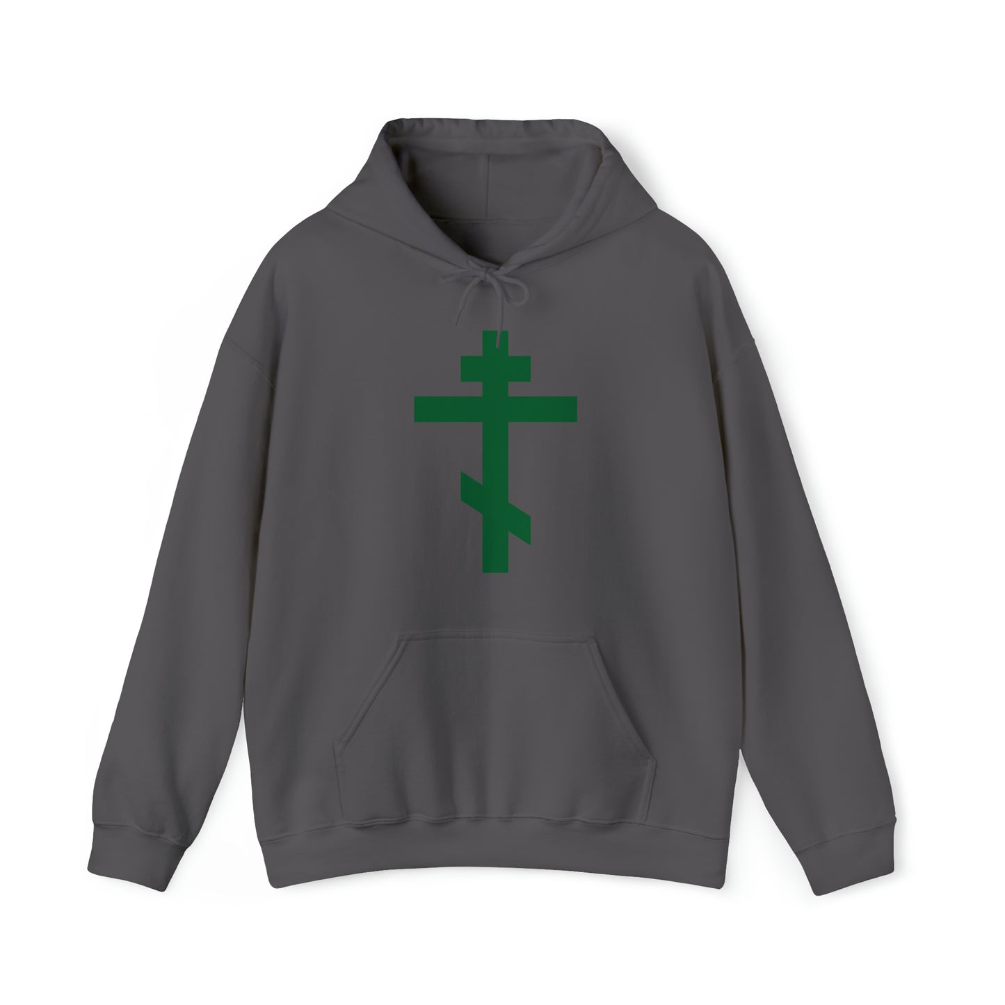 Simple Orthodox Cross (Green) No. 1 | Orthodox Christian Hoodie / Hooded Sweatshirt
