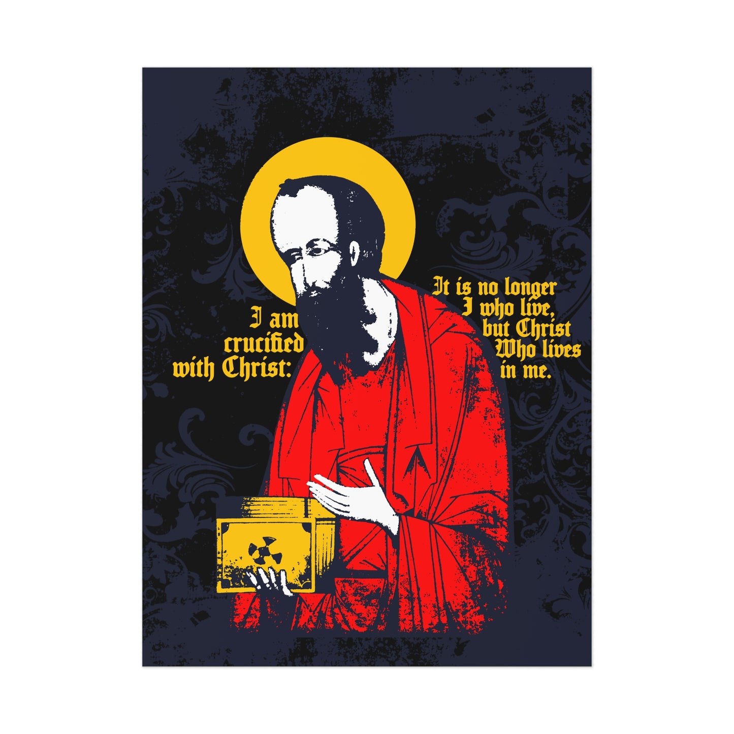 St Paul Holding Gospel Iconographic | I am crucified with Christ (Galatians 2:20) | Orthodox Christian Art Poster