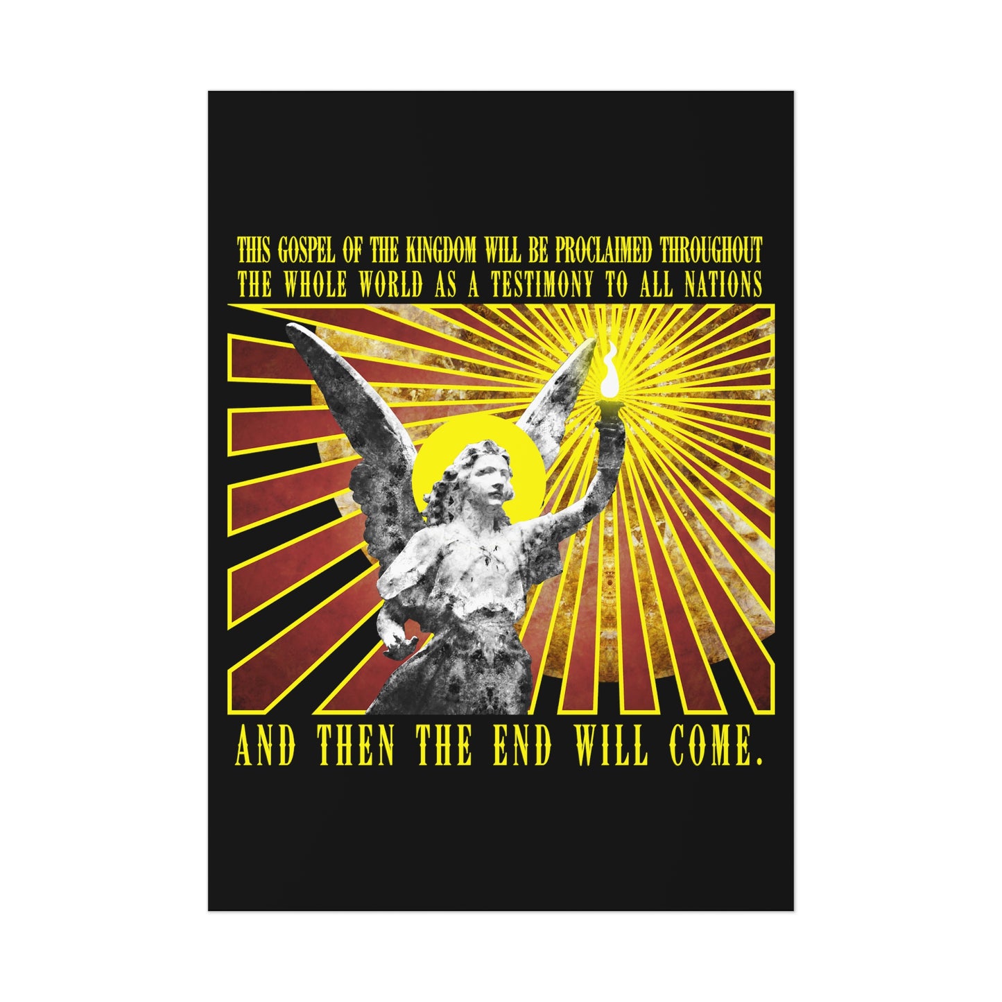 And Then the End Will Come (Matthew 24:14) Cemetery Angel Holding Lamp Emitting Rays | Orthodox Christian Art Poster