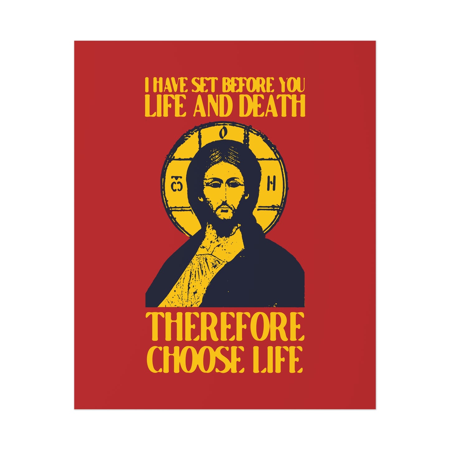 I Have Set Before You Life and Death (Deut. 30:11-20) Red Design No. 1 | Orthodox Christian Art Poster