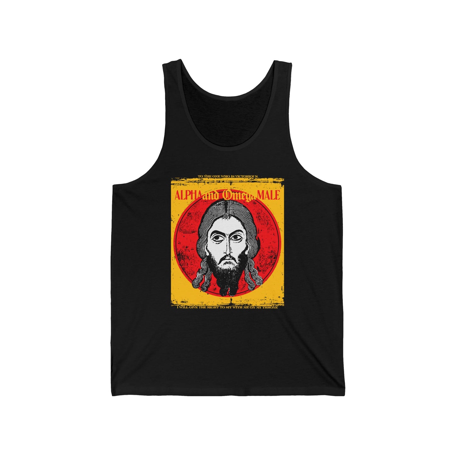 Alpha and Omega Male (Jesus Christ Image of Edessa IkonoGraphic) | Mandylion Image Made Without Hands | Orthodox Christian Tank Top
