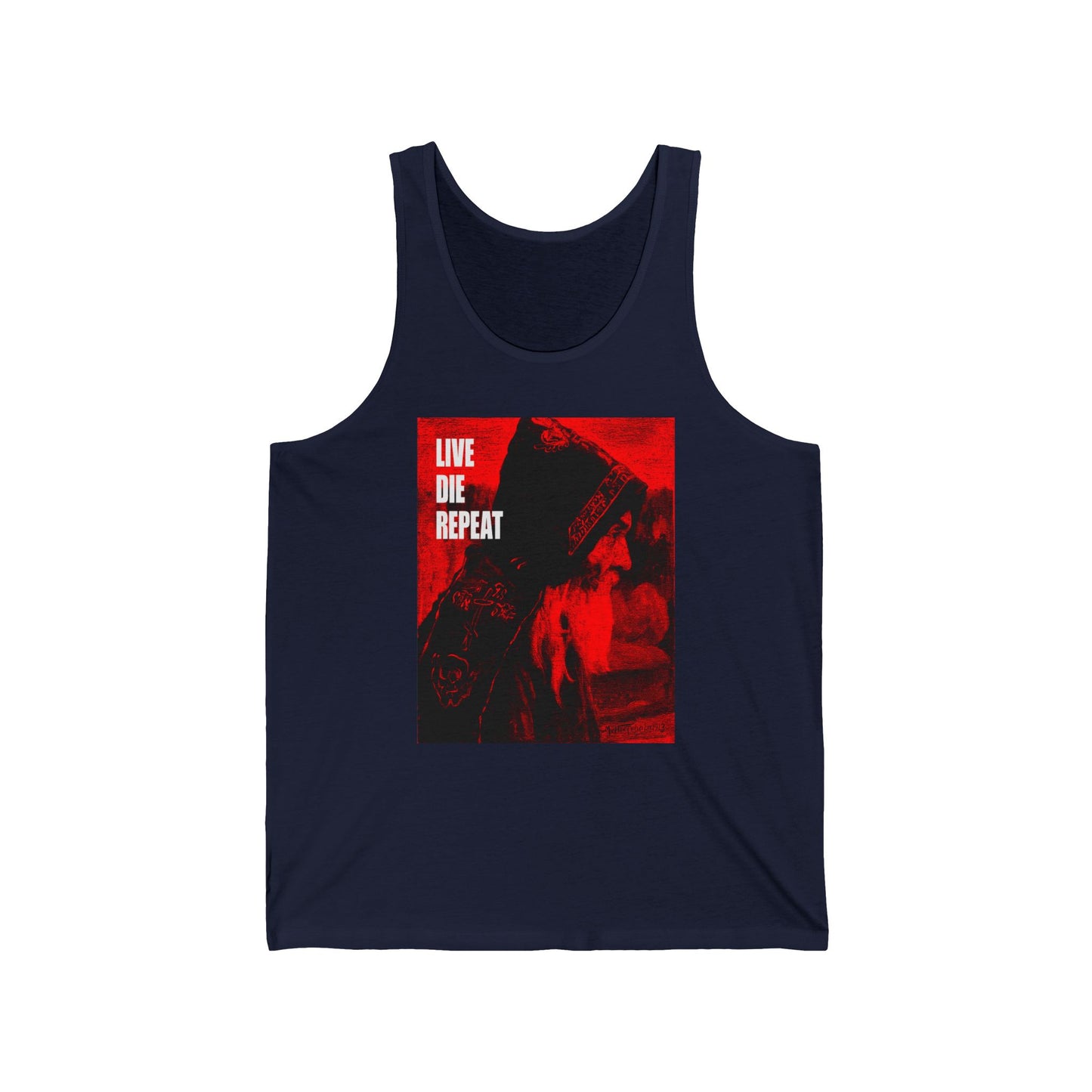 Live Die Repeat (Featuring "Monk" Artwork by Mikhail Nesterov) No. 1 | Orthodox Christian Jersey Tank Top / Sleeveless Shirt