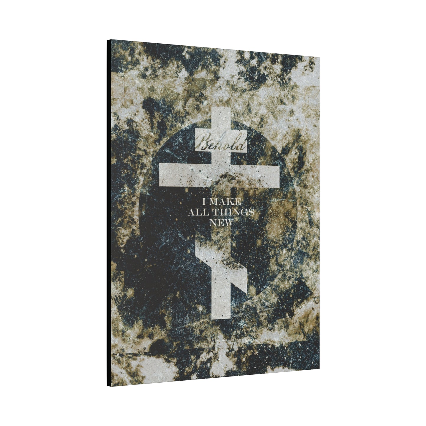 Behold, I Make All Things New | Revelation 21:5 | Cosmic Textured Orthodox Cross | Parousia | Orthodox Christian Canvas Art