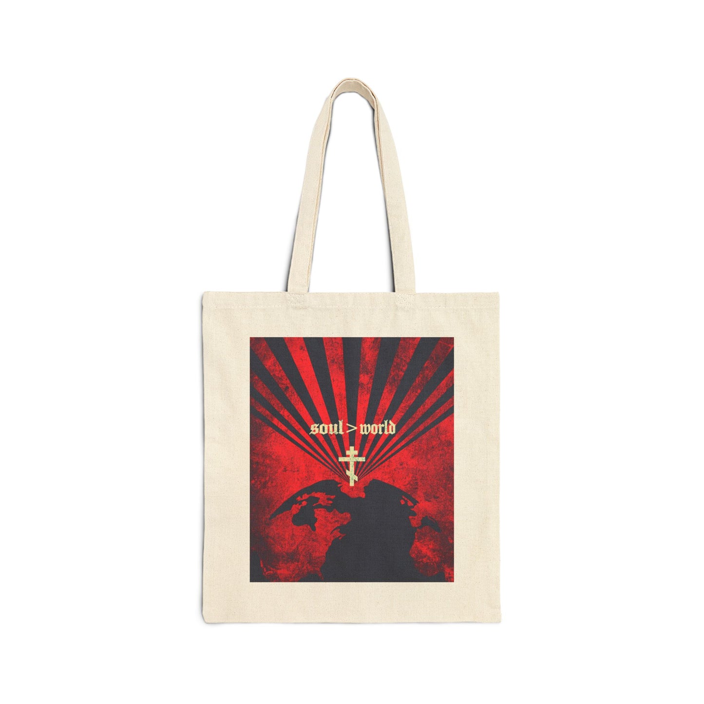 What Shall it Profit a Man | Matthew 16:26 | Soul Is Greater Than World | Red Earth White Cross | Orthodox Christian Tote Bag