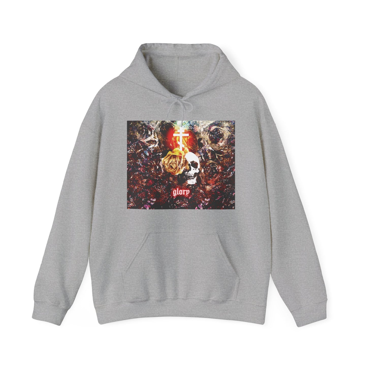 Now the Son of Man is Glorified (John 13:31) | Skull and Floral Glowing Cross Design | Orthodox Christian Hoodie