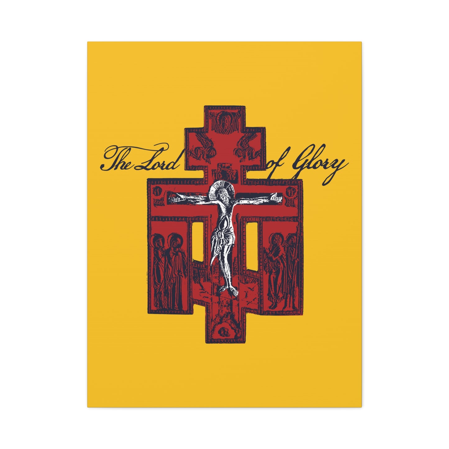 The Lord of Glory | Russian Golgotha Crucifix IconoGraphic (Gold BG) | 1 Corinthians 2:8 | Orthodox Christian Canvas Art