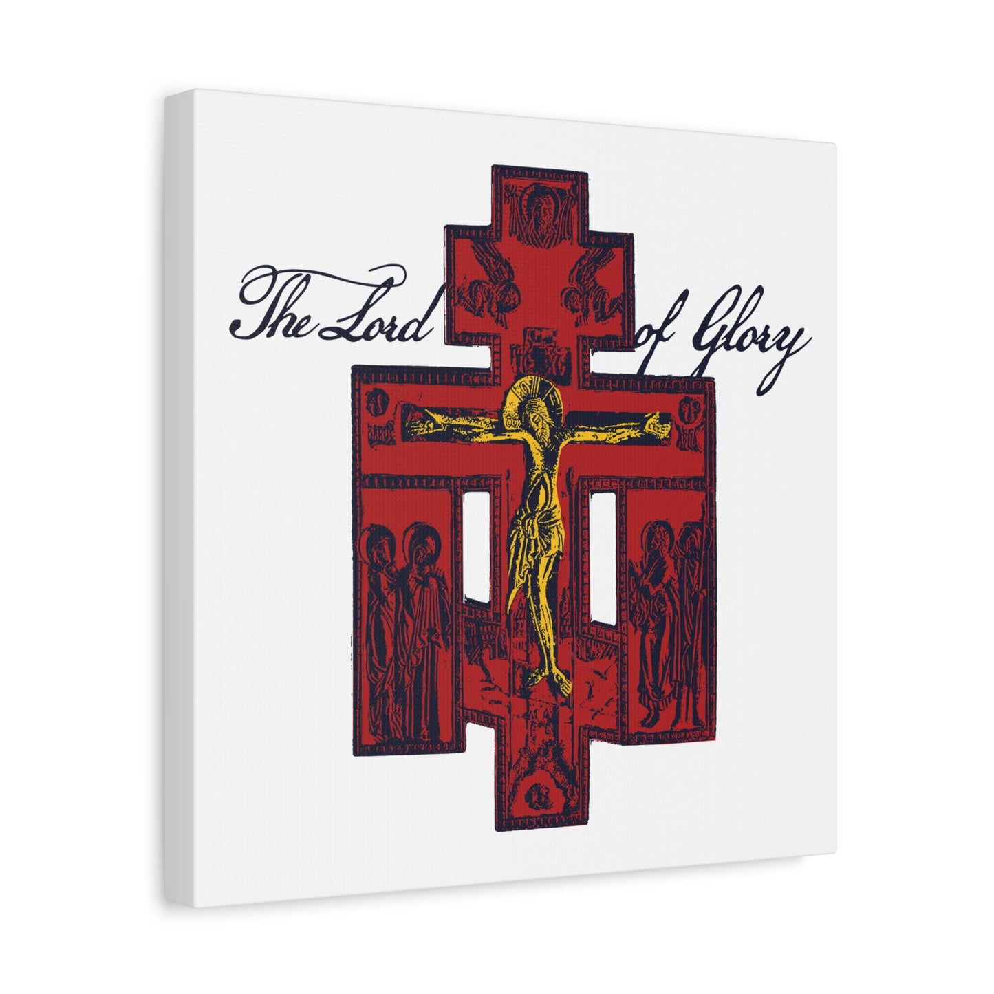 The Lord of Glory | Russian Golgotha Crucifix IconoGraphic (White BG) | 1 Corinthians 2:8 | Orthodox Christian Canvas Art