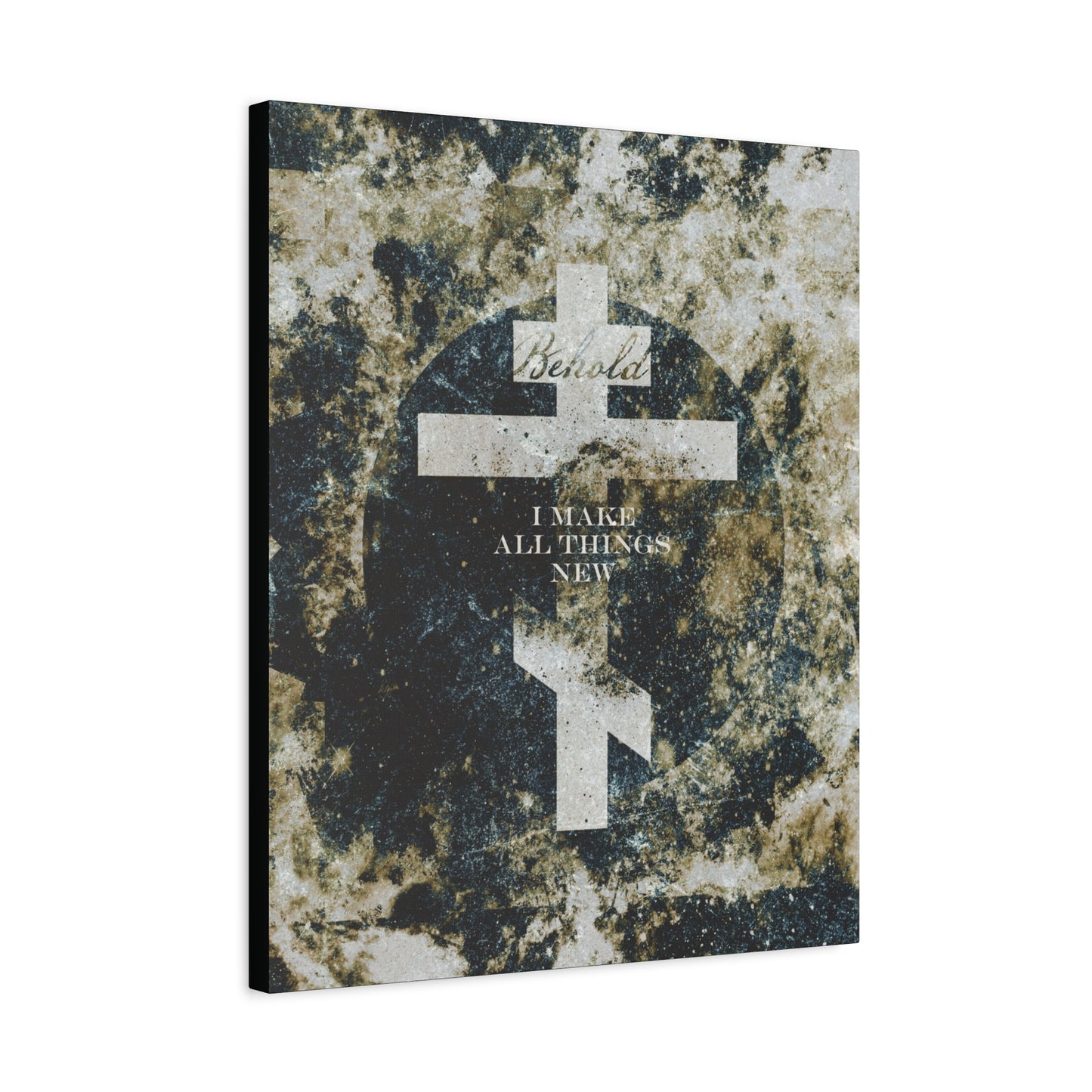 Behold, I Make All Things New | Revelation 21:5 | Cosmic Textured Orthodox Cross | Parousia | Orthodox Christian Canvas Art