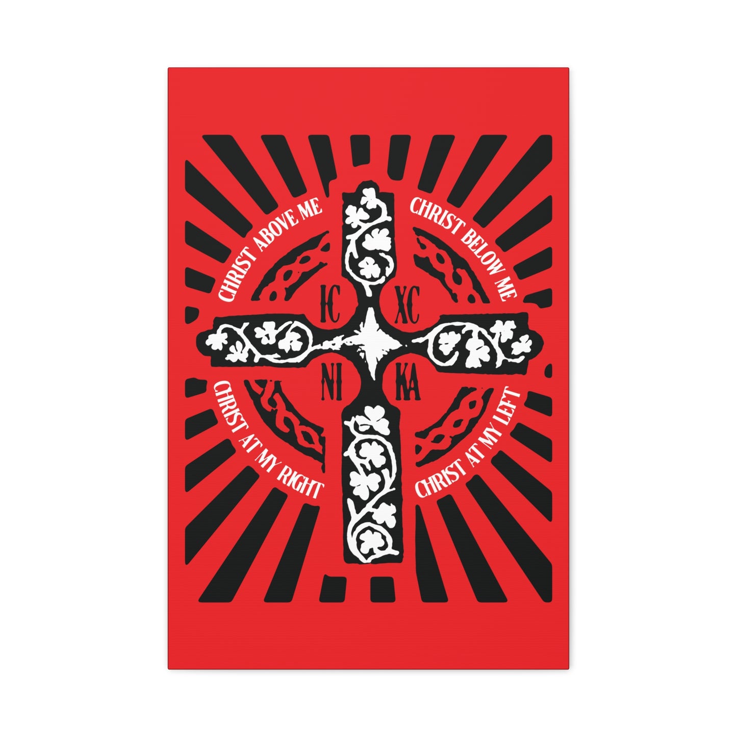 Red ICXC NIKA Enniskillen Celtic Cross | Lorica of St. Patrick | Shield Prayer | Orthodox Christian Canvas Art