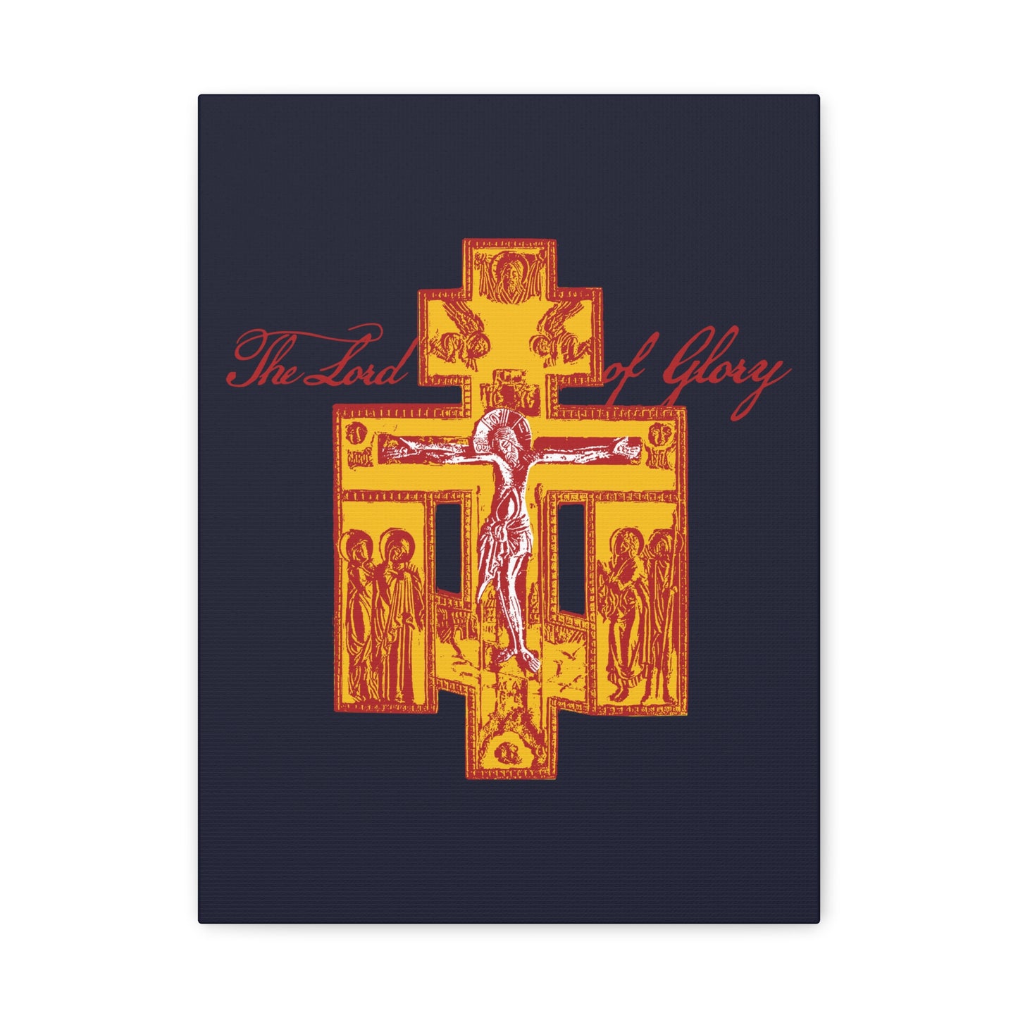 The Lord of Glory | Russian Golgotha Crucifix IconoGraphic (Blue BG) | 1 Corinthians 2:8 | Orthodox Christian Canvas Art